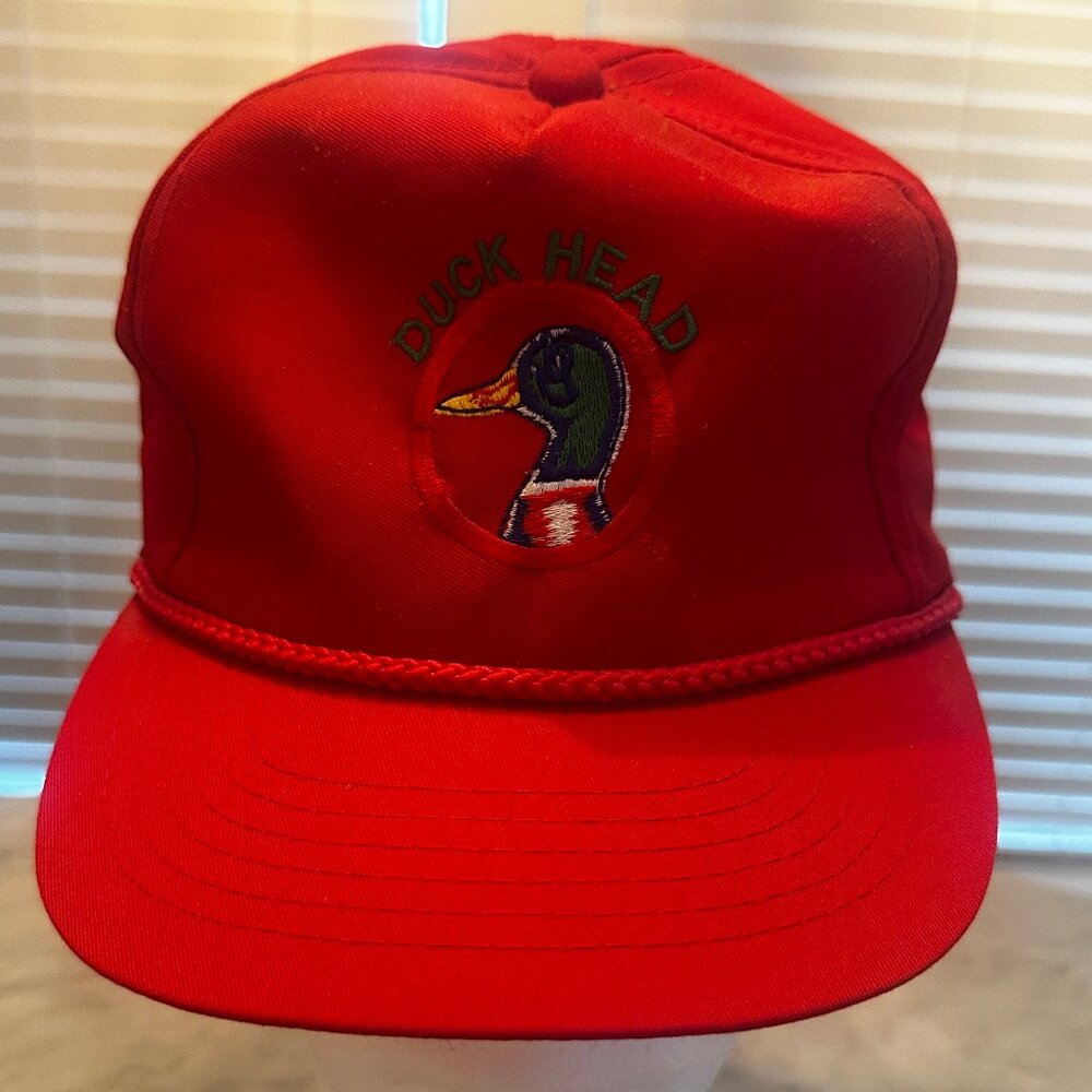Vintage NEW RED Duck Head Cap/Hat Strapback Baseball Mallard One Size Rope Hat